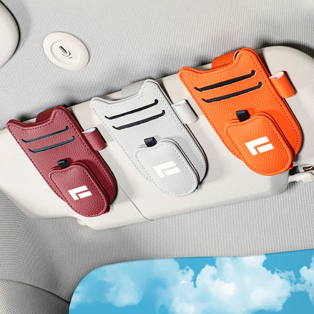 Multifunctional Car Glasses Clip Bill Leather Fit For BAIC JISHI Rox Adamas 2026 Car Visor Storage Box Sunglasses Clip