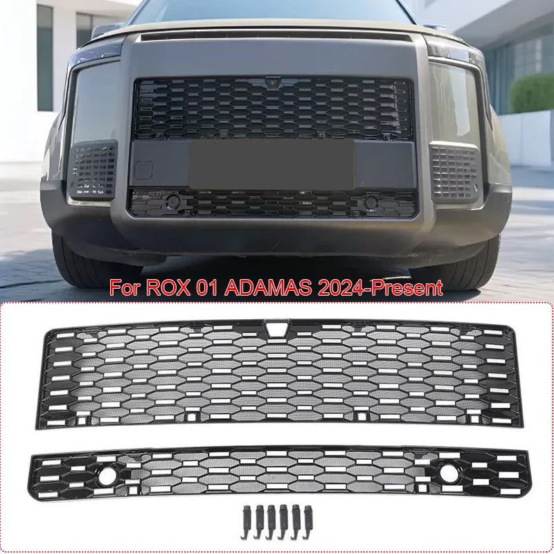 Car Replace Front Upper Lower Grille  Buckle Insect Proof Net For ROX 01 ADAMAS 2024-Present Bumper Center Intake Grille Cover