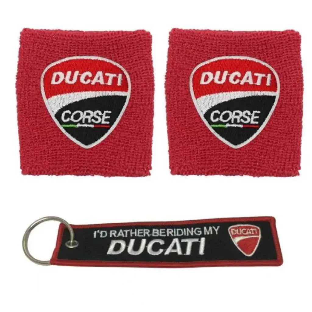 1/2pc Motorcycle Embroidery Front Fluid Oil Brake Reservoir Sock Cover for Ducati Monster Panigale Diavel V4 Scrambler Accessory