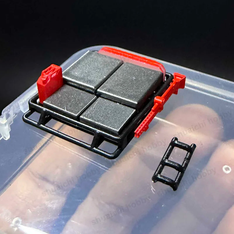 1Set Simulation Roof Rack Kit for 1/64 Scale Off-road Vehicle Model Miniature Recovery Board/High-Lift Jack/Fuel Tank DIY Parts