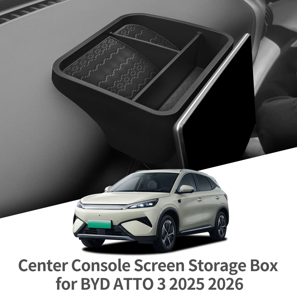 for BYD ATTO3 ATTO 3 YUAN PLUS 2025 2026 Dashboard Tray Organizer Display Screen Rear Storage Box Car Interior Accessories Black
