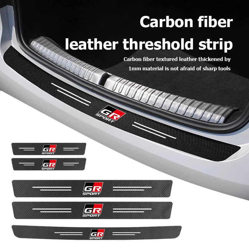 Car Carbon Fiber Door Sill Anti-Scratch Guard Sticker Accessories For Toyota chr Corolla Camry rav4 Yaris hilux prius avensis