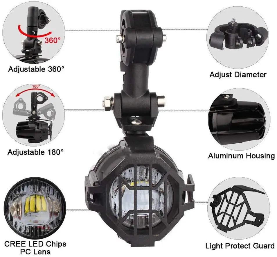 Motorcycle LED Auxiliary Lights Spot Driving Fog Light For Benelli TRK502 TRK502x For Yamaha FJR1300 MT 09 07 For Honda CRF1000L