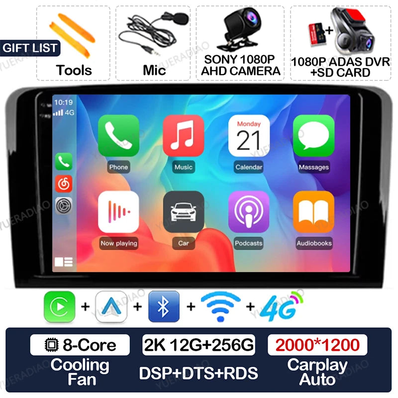 Android 17 Car Radio For Mercedes Benz GL ML W164 ML350 ML500 X164 GL35 GL45 2005 - 2012 GPS NAVI Multimedia Video Player 2DIN