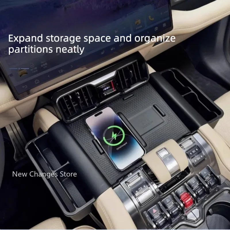 For BYD Denza B8 2024 2025 Models Wireless Charging Silicone Pad Central Control Storage Box Modify Accessories