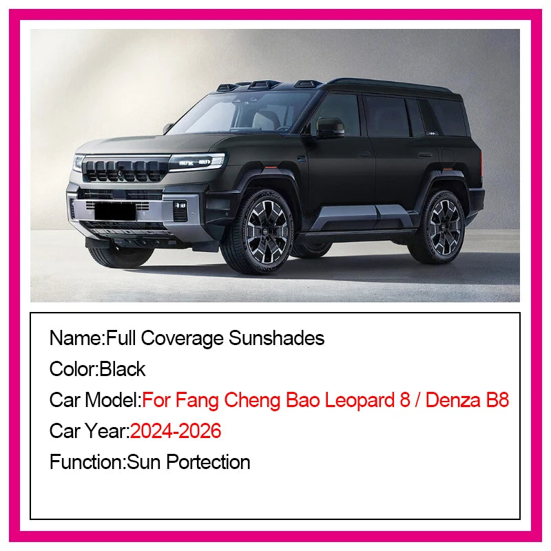 Cover For Leopard 8 BYD Denza B8 Fang Cheng Bao 8 2024-2026 Window Mesh Sunshade Side Shield Windshield Curtain Auto Accessories