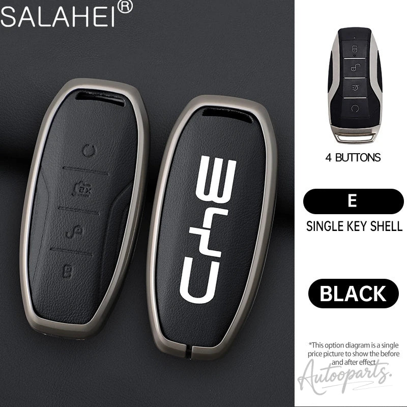 Metal Leather Car Key Case Cover For BYD Song Plus Atto 3 Han EV Yuan Tang DM 2018 Qin Seal Dolphin E2 Auto Keychain Accessories