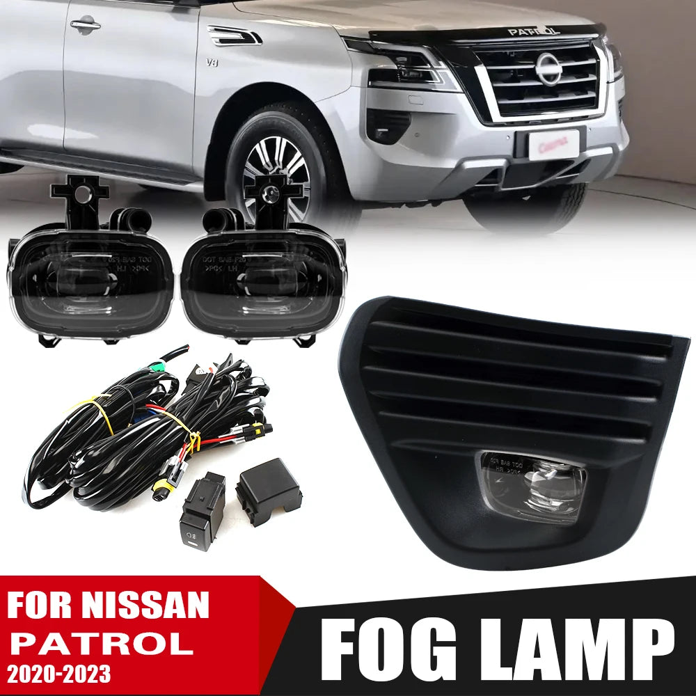 Front Bumper Fog Lamp Upgrade Kit FOR NISSAN PATROL 2020 2021 2022 2023 Version Additional Foglight Set Switch + Wiring