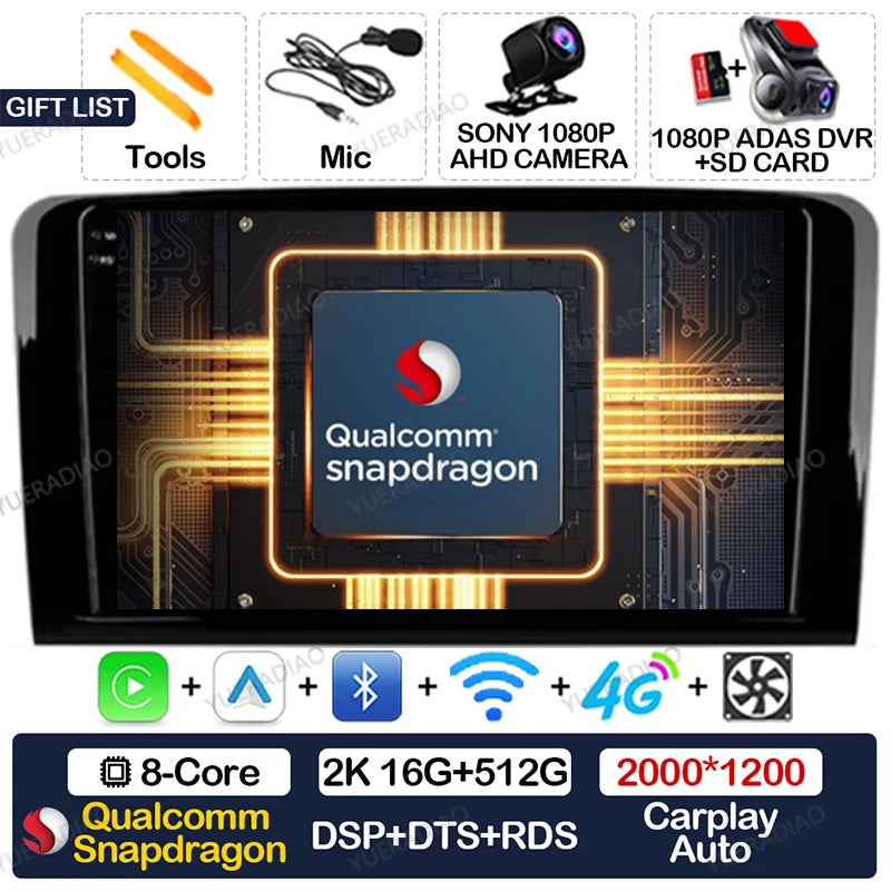 Android 17 Car Radio For Mercedes Benz GL ML W164 ML350 ML500 X164 GL35 GL45 2005 - 2012 GPS NAVI Multimedia Video Player 2DIN
