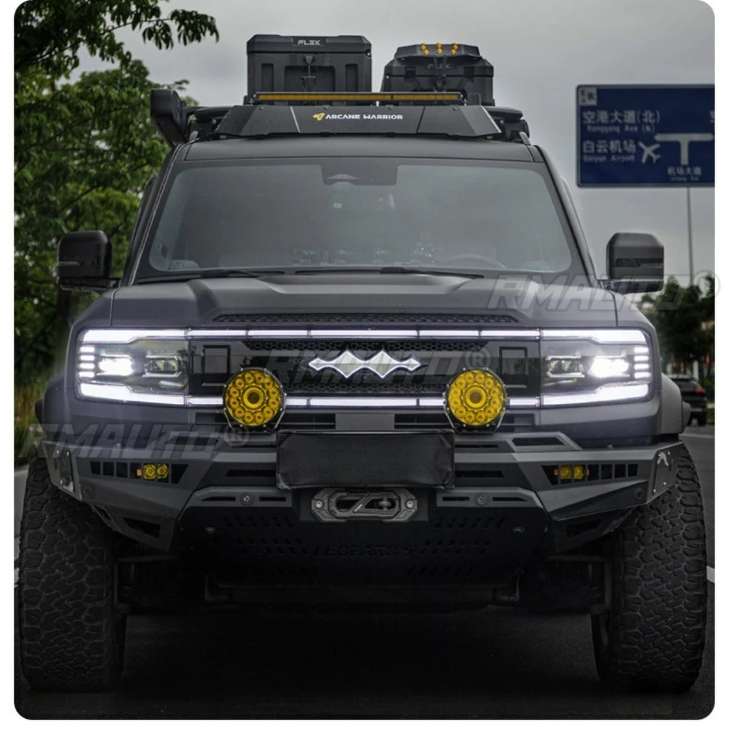 For BYD Leopard 5 Car LED Bumper Grill Decorative Cover Trim Racing Grille Body Kit Front Bumper Grill Exterior Part