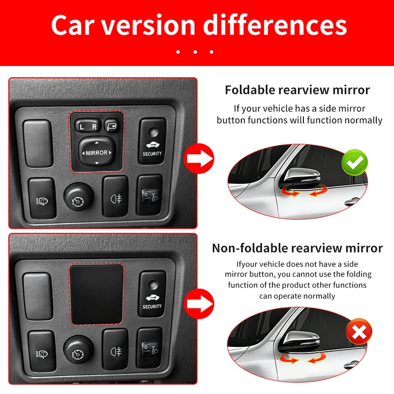 For Toyota Hilux 2016-2025 Revo One Touch Auto Fold Mirror Module Kit with Harness Plug and Play LHD RHD Upgrade Accessories