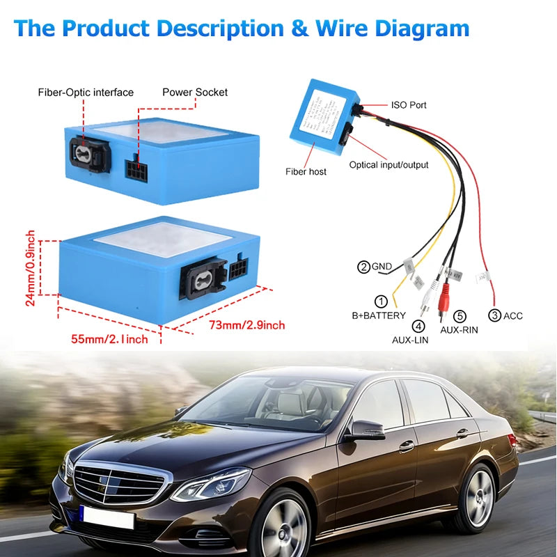 For Bmw For Mercedes Benz ML GL R CLK S W221 For Audi For Porsche AUX Car Optical Fiber Decoder Box Amplifier Adapter BOSE audio