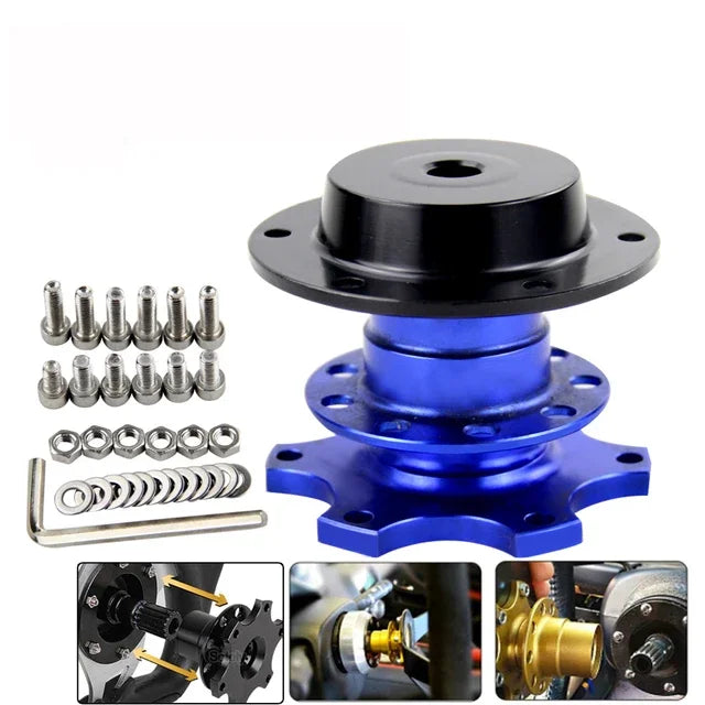 Universal 6 Hole Design Steering Wheel Hub Adapter Quick Release Boss Kit for Auto Modification，Connection Base Quick Release