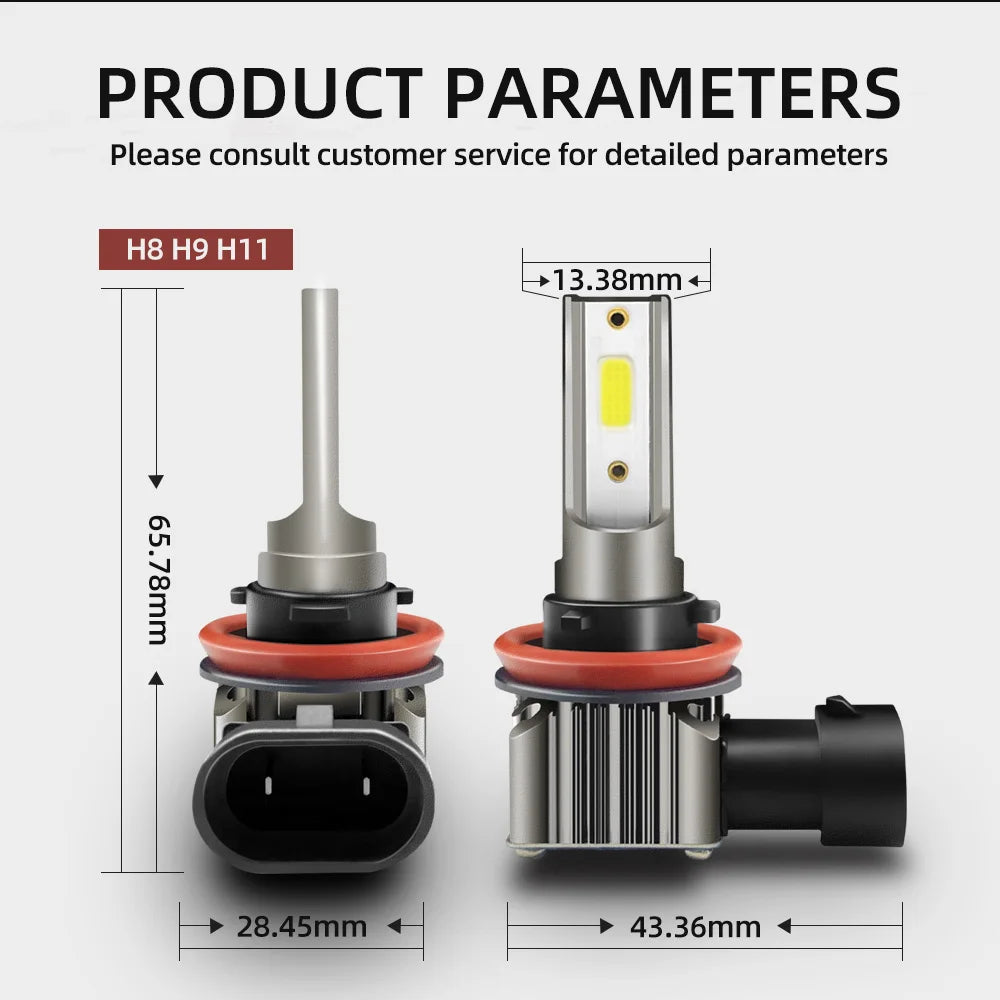 2x 6000K LED Fog Light 15000LM Wireless Bulbs White 12V For Nissan Versa Sedan 2020 2021 2022 2023 2024 2025 Car Front Fog Lamps
