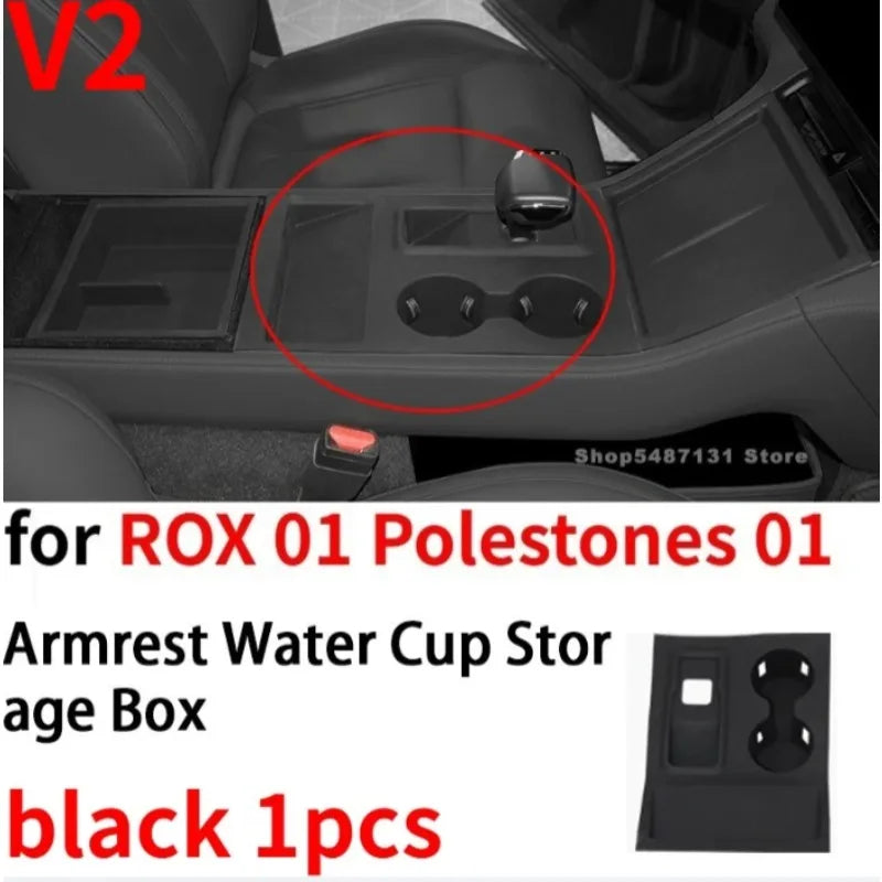 Center Control Storage Box Wireless Charging Panel Armrest Water Cup Storage Box for ROX 01 Polestones 01 Accessories 2023-2025