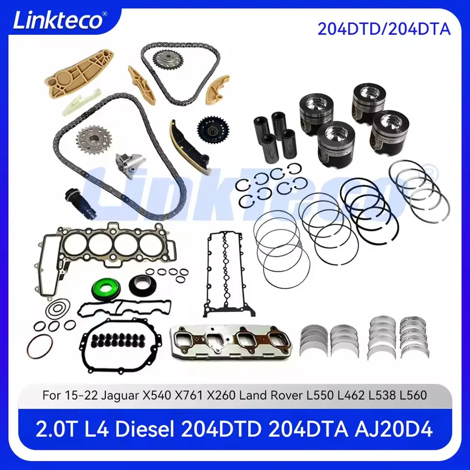 Engine Timing Chain Kit Crankshaft Con-rod bearing Piston Full Gasket Set For 2.0 T L AJ20D 204DTA 204DTD Land Rover Jaguar 2.0T