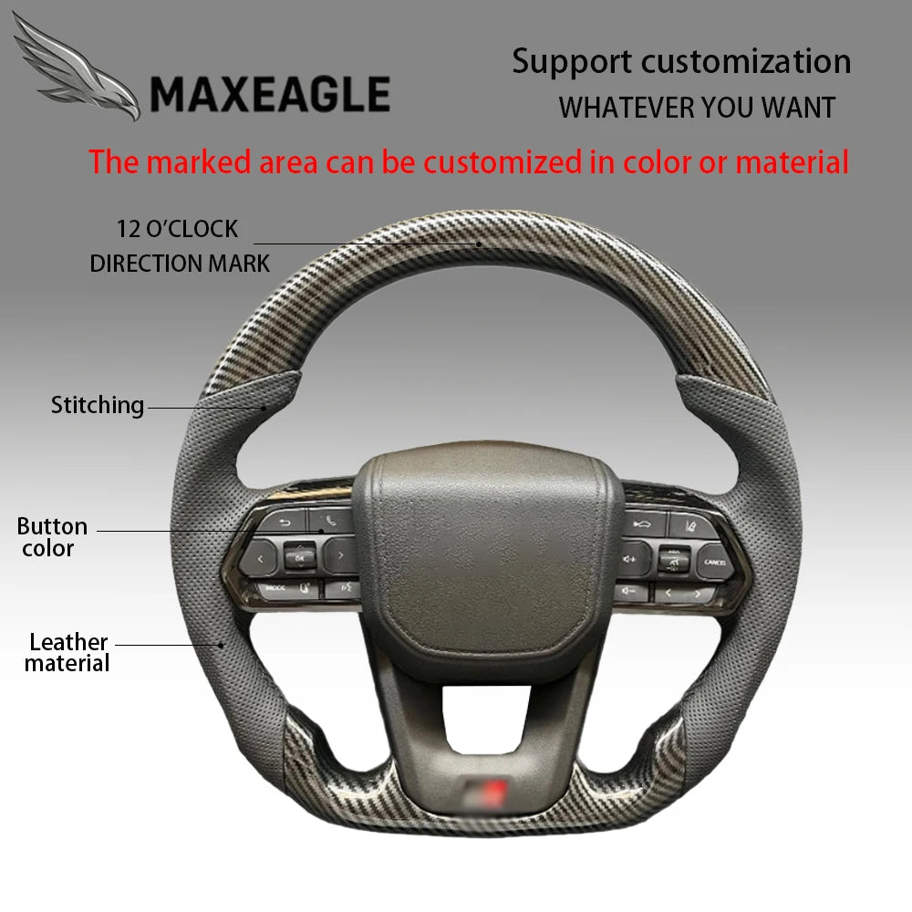 MAXEAGLE لعجلة قيادة تويوتا GT86 فورتشنر FJ كروزر هايس لاند كروزر LC70/76/79 كراون ألفارد فيلفاير هايلكس جلد كاربون