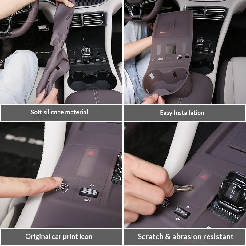 For BYD Song Plus DM-i 2023-2025 Car Central Control Gear Pad Silicone All Inclusive Central Control Button Protection Cover