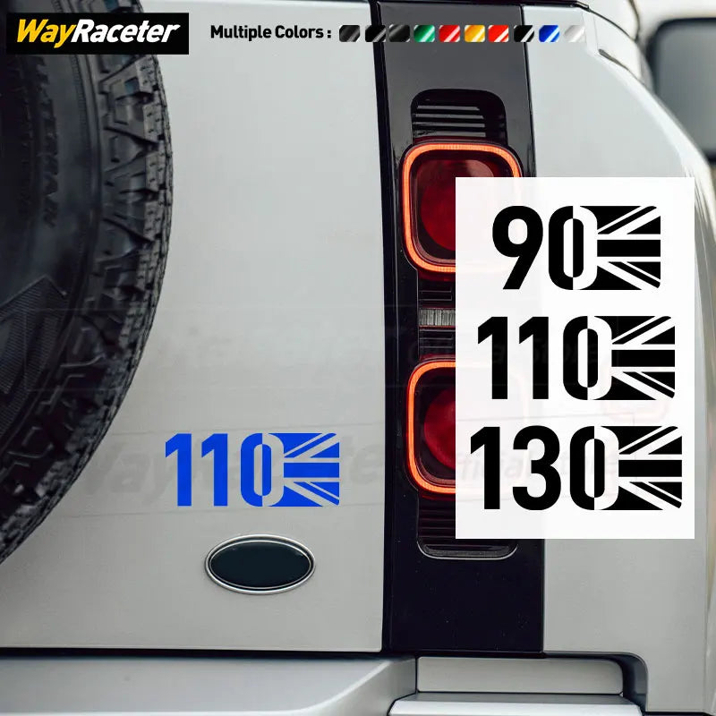 1 Piece Matte Black Trunk Sticker Side Fender Reflective Sticker Decal  For Land Rover Defender 90 110 130 Union Jack Accessorie