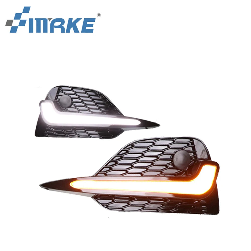 2PCS LED Daytime Running Light Dynamic Turn Yellow Signal Car DRL 12V LED Fog Lamp  For Nissan Qashqai 2019 2020 2021 2022