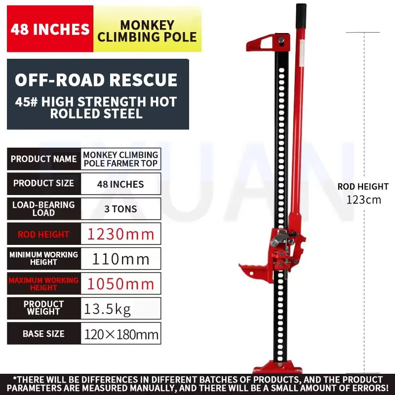 20/33/48 Inch Farm Jack High Lift Jack Off Road Recovery Jack 3 Ton Vehicle Lifting Tool For Jeep SUV Truck ATV UTV 4WD