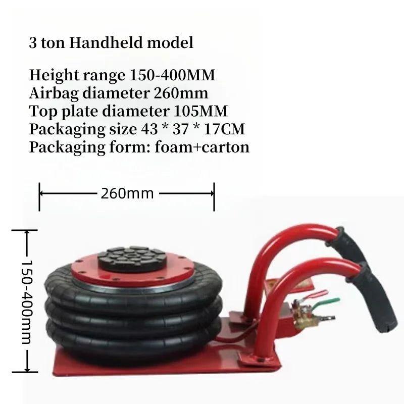 Adjustable Height 3Ton 5 Ton Off-Road Vehicle Recovery Car Garage Handheld Inflatable Car Pneumatic  Lifting Jack