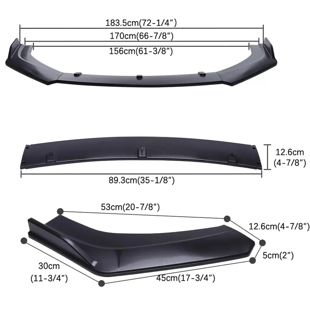 For Audi A3 S3 RS3 Front Bumper Lip Splitter Spoiler Matte Black